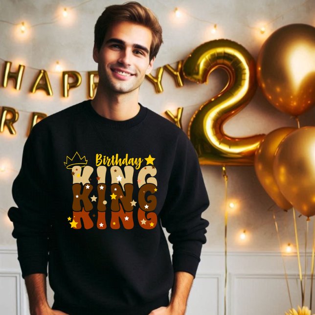 Kung Groovy Typo från födelsedagen Lång Ärmad Tröja (Birthday King)