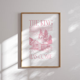 Kung har Kom Rosa Winter Cabin-julstolar Poster