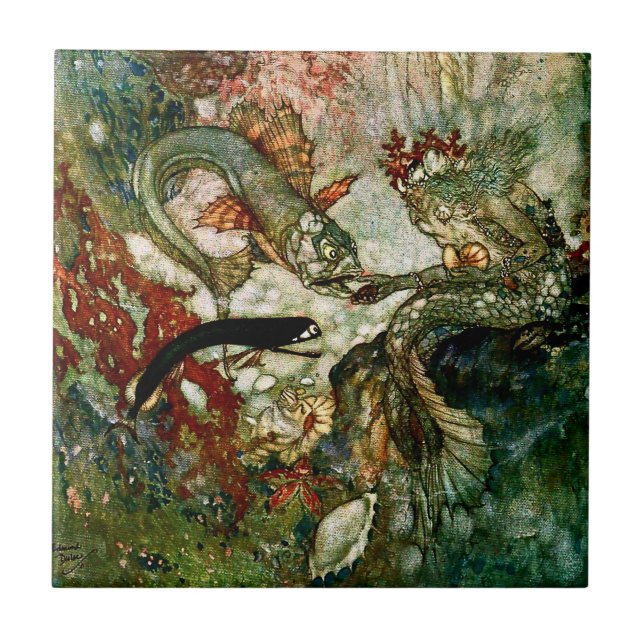 “Kung Havfrun” av Edmund Dulac Kakelplatta (Framsidan)