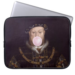 Kung Henrik VIII som blåser rosa bubbelgum Laptop Fodral