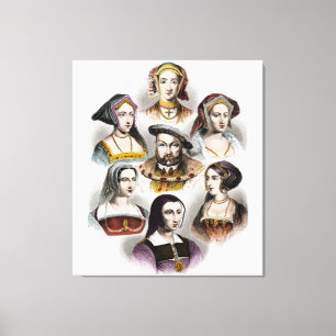 Kung Henry VIII av England   hans sex fruar Canvastryck