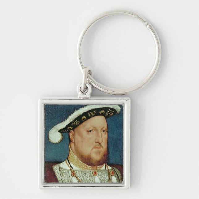 Kung Henry VIII Fyrkantig Silverfärgad Nyckelring (Framsidan)