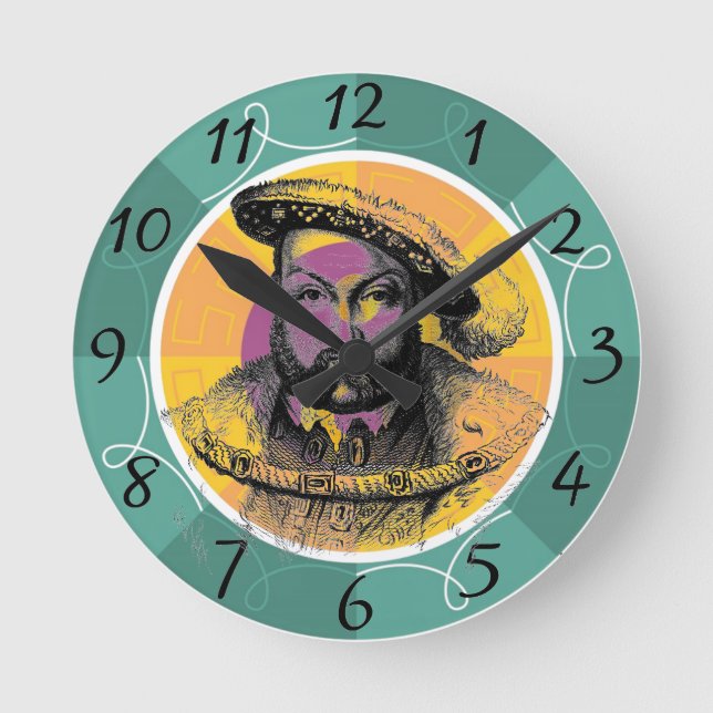 Kung Henry VIII Wall Clock Rund Klocka (Framsida)