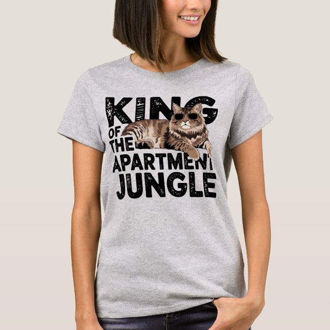 Kung i Apartment Jungle Maine Coon T Shirt (Framsida)
