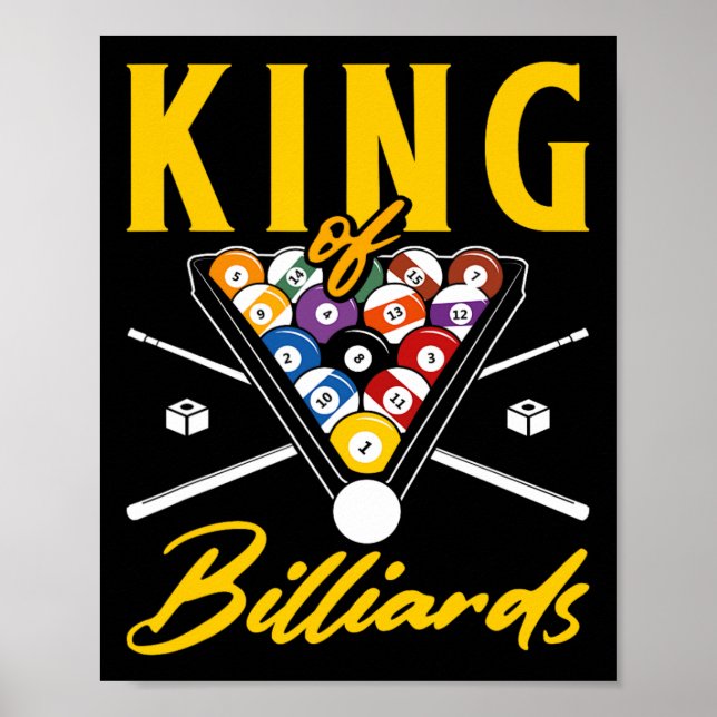 Kung i Bassäng Snooker Billiards Rack Cue Poster (Framsidan)
