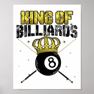 Kung i Billiards Bassäng Queue Snooker Billiard Pl Poster