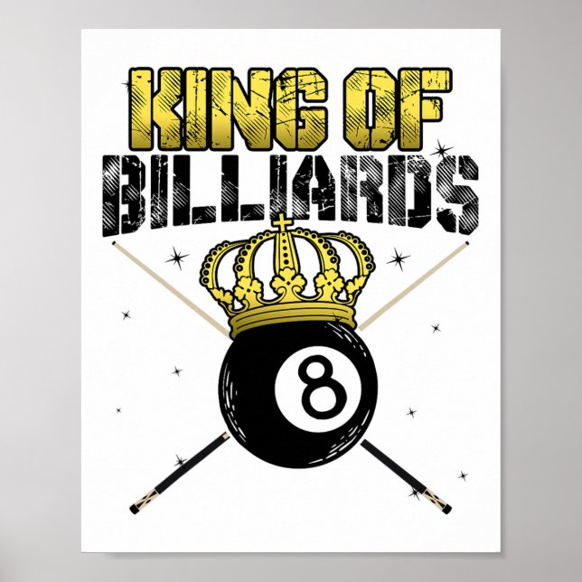 Kung i Billiards Bassäng Queue Snooker Billiard Pl Poster (Framsidan)