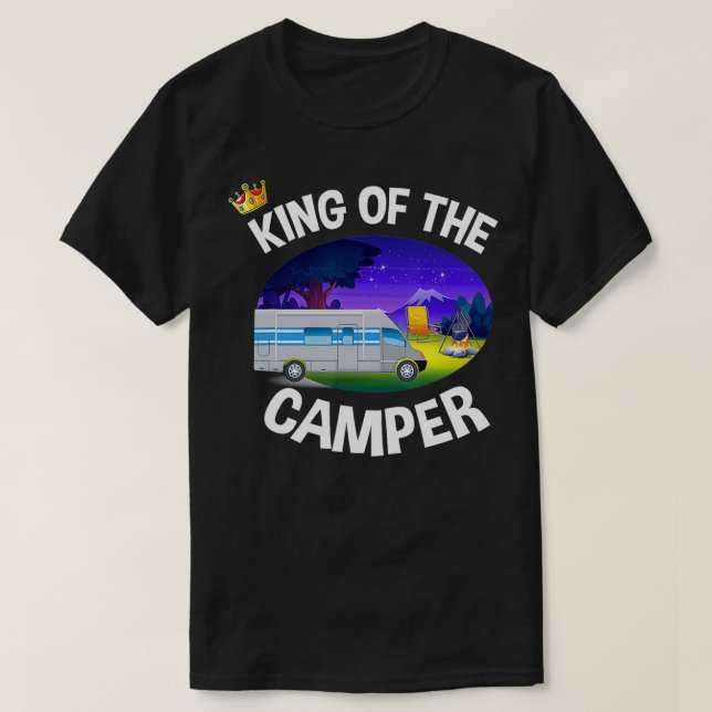 Kung i Camper Funny Camping RV avan Motorhem T Shirt (Design framsida)