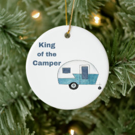 Kung i Camper på en Julgransprydnad Keramik