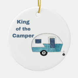 Kung i Camper på en Julgransprydnad Keramik