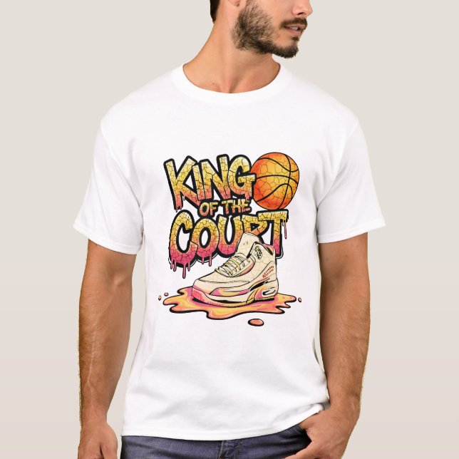 Kung i Court Basketball Street Art Design T Shirt (Framsida)