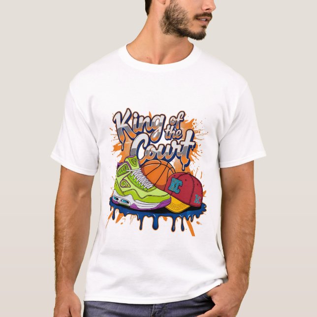 Kung i Court Basketball Streetwear Graphic Te T Shirt (Framsida)