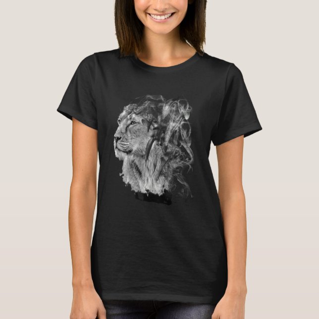 Kung i den Lejona Afrikan Lejon Pred T Shirt (Framsida)