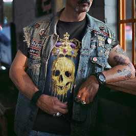 Kung i det döda Smälter Golden Skull T Shirt