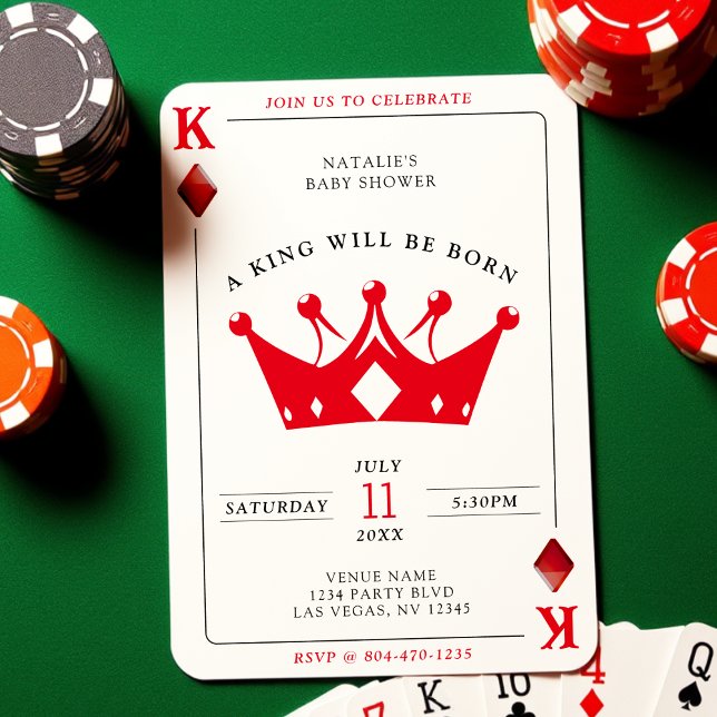 Kung i Diamonds Casino Poker Card Boy Shower Inbjudningar (King of Diamonds Casino Poker Card Boy Baby Shower
)