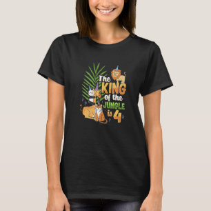 Kung i djungeln är 4 födelsedagsZoo Animal ki T Shirt