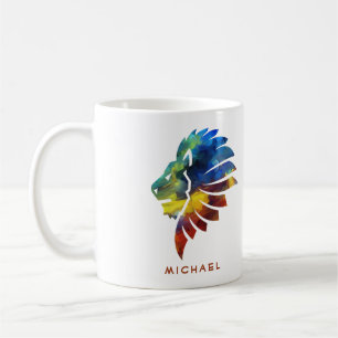 Kung i djungelns lejona vattenfärgsmonogram namn kaffemugg