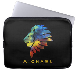 Kung i djungelns lejona vattenfärgsmonogram namn laptop fodral