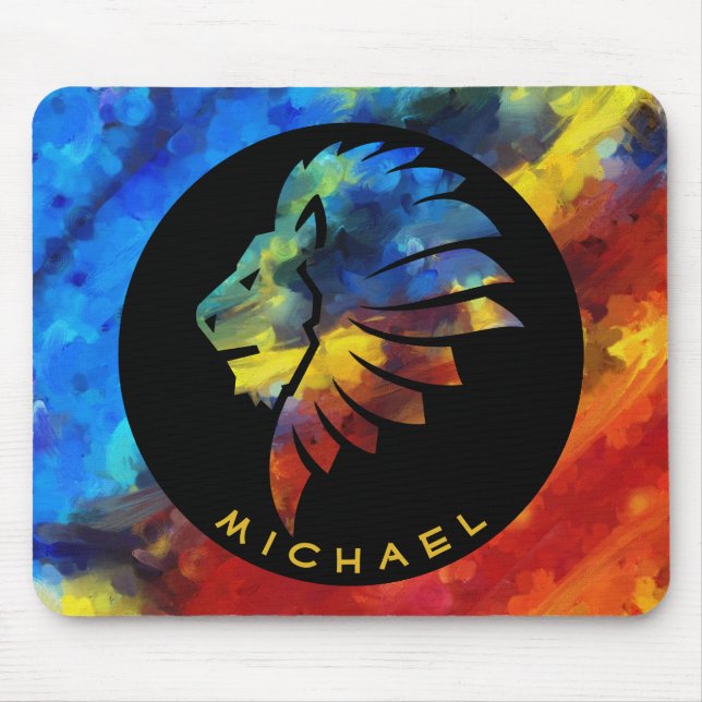 Kung i djungelns lejona vattenfärgsmonogram namn musmatta (Framsidan)