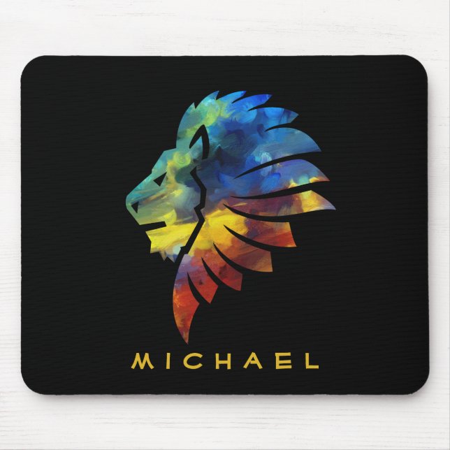 Kung i djungelns lejona vattenfärgsmonogram namn musmatta (Framsidan)