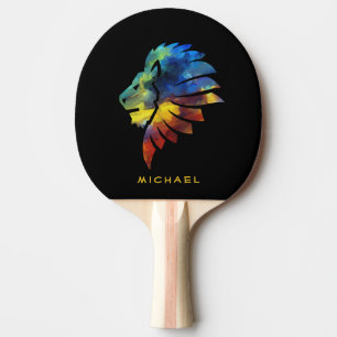 Kung i djungelns lejona vattenfärgsmonogram namn pingisracket