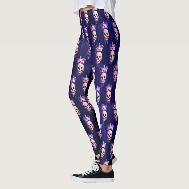 Kung i Döda Smälter Golden Skull Lila Leggings (Vänster)