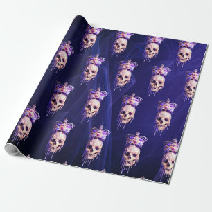 Kung i Döda Smälter Golden Skull Lila Presentpapper