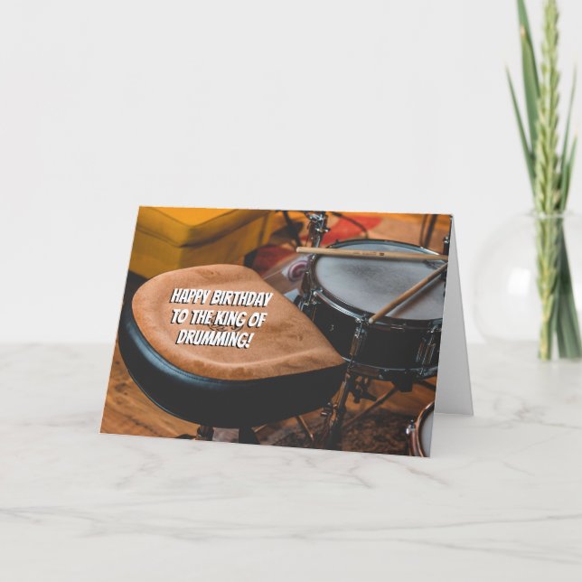 Kung i Drumming Drummer Roligt Birthday Kort (Framsida)
