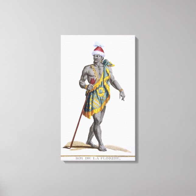 Kung i Florida, 1780 (färgad engrave) Canvastryck (Framsida)