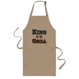 Kung i Grill BBQ Cooking Slogan Apron Långt Förkläde