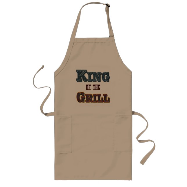 Kung i Grill BBQ Cooking Slogan Apron Långt Förkläde (Framsidan)
