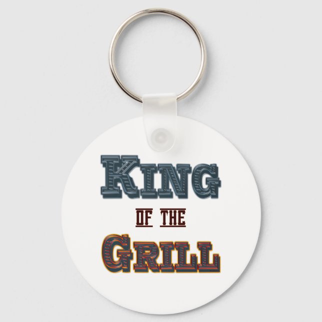 Kung i Grill BBQ Cooking Slogan Nyckelring (Framsida)
