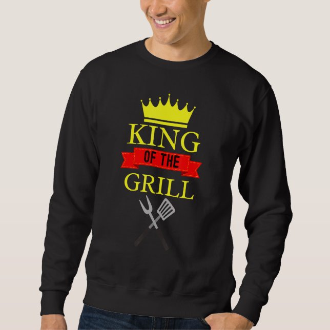 Kung i Grill Grilling Barbeque Kung Lång Ärmad Tröja (Framsida)
