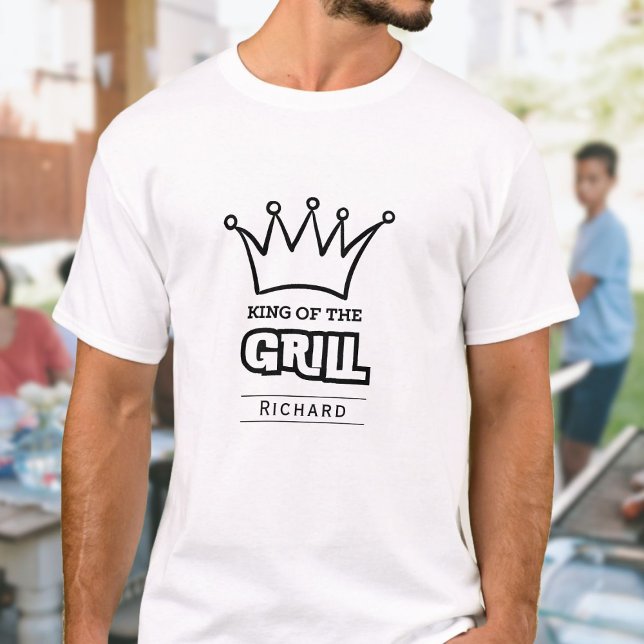 Kung i Grill, lustig monogrammad BBQ krona T Shirt (Skapare uppladdad)