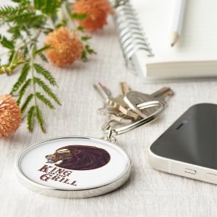 Kung i Grill Rund Silverfärgad Nyckelring