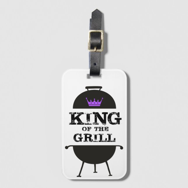 Kung i Grill, Svart Lila Krona Bagagebricka (Framsida vertikal)