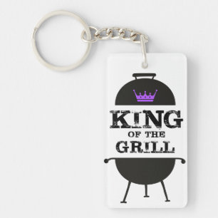 Kung i Grill, Svart Lila Krona Nyckelring
