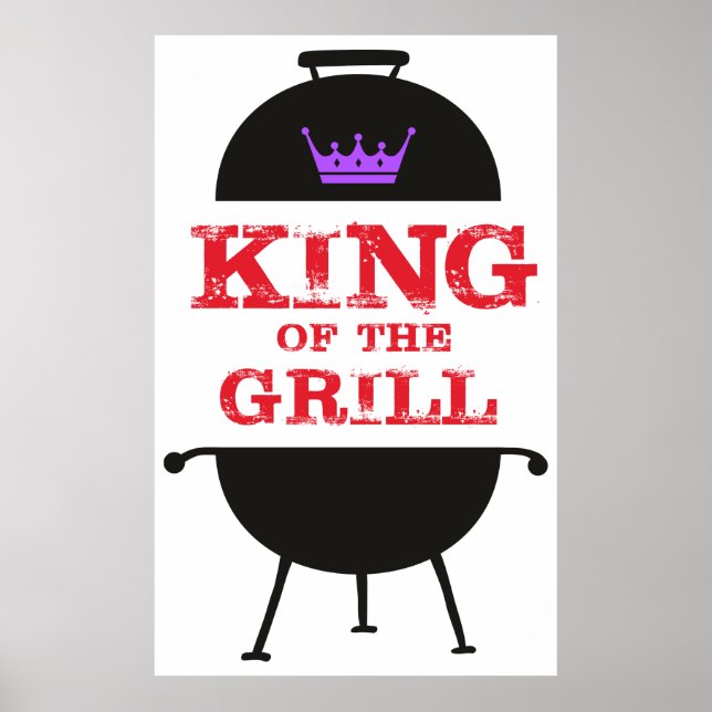 Kung i grillen, svart Lila Krona Red Poster (Framsidan)