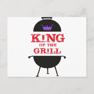 Kung i grillen, svart Lila Krona Red Vykort