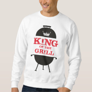 Kung i grillen, svart vit Krona röd Lång Ärmad Tröja