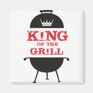 Kung i grillen, svart vit Krona röd Magnet