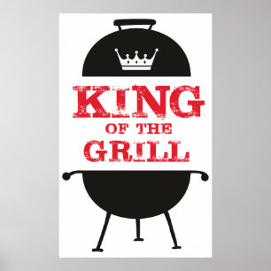 Kung i grillen, svart vit Krona röd Poster