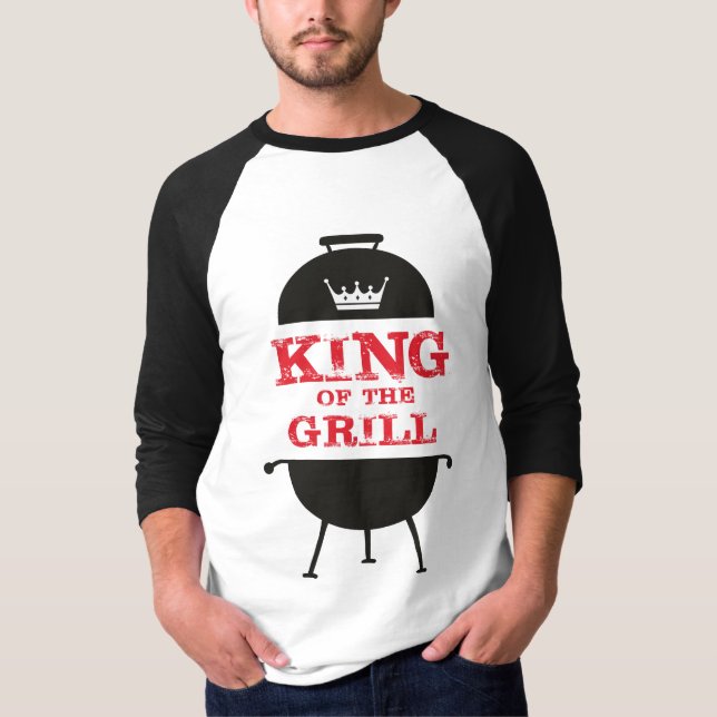 Kung i grillen, svart vit Krona röd T Shirt (Framsida)