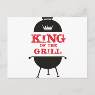 Kung i grillen, svart vit Krona röd Vykort