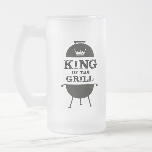 Kung i grillen, Svartvit Krona Frostat Ölglas (Vänster)