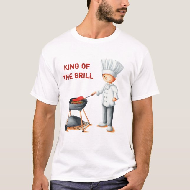 Kung i grillkocken kokbarbecue t shirt (Framsida)
