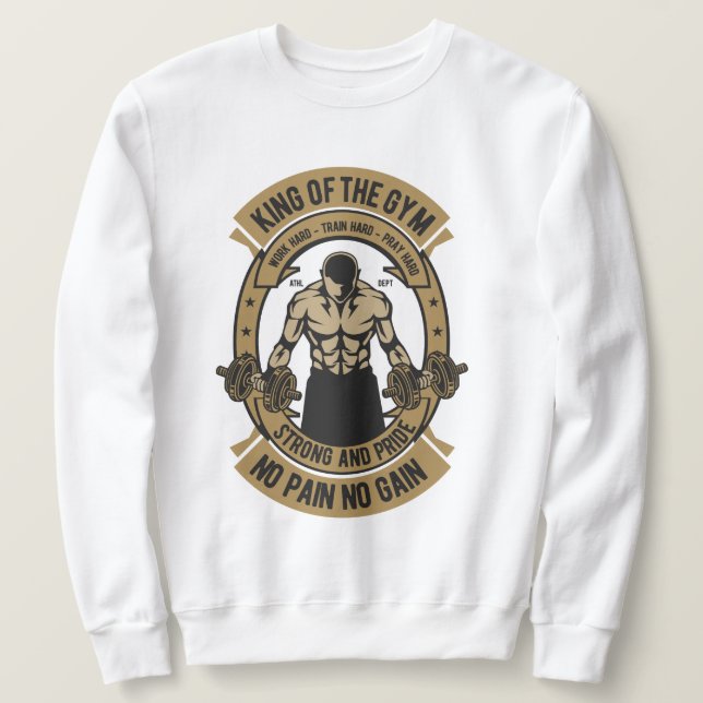 Kung i Gym nr Pain No Gain No Gain Lång Ärmad Tröja (Design framsida)