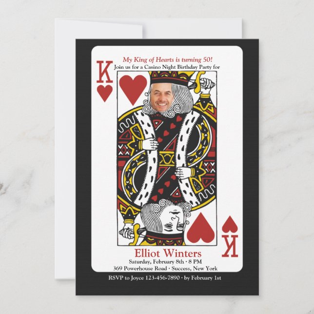 Kung i Hearts Casino Nattfotografinbjudan Inbjudningar (Framsida)