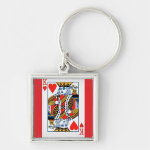 Kung i Hearts Fyrkantig Silverfärgad Nyckelring
