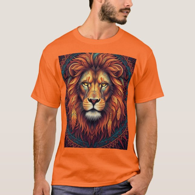 "Kung i Jungle - djärv Lejon T-Shirt" T Shirt (Framsida)
